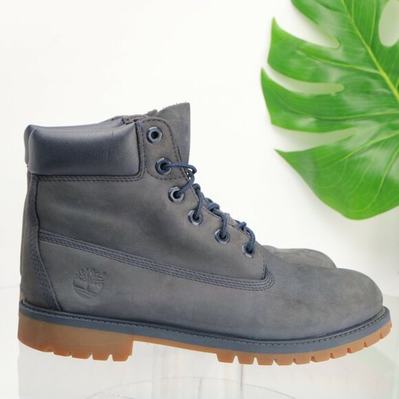 Timberland Mens Waterproof Boot Size 7 Premium 6Inch Blue Leather Insulated - Picture 3 of 12